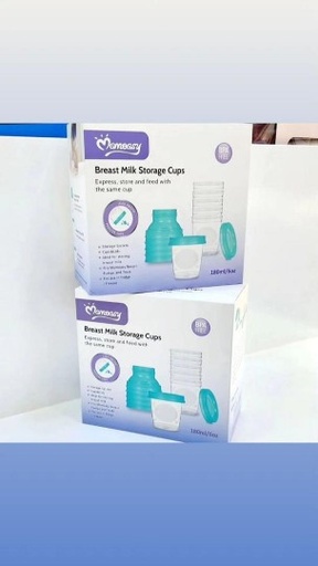 Breast milk storage containers.